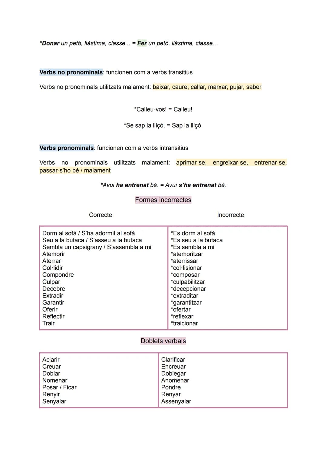 Ús sintàctic d'alguns verbs
Verbs transitius són els que porten un CD el qual expressa sobre què o qui recau
directament l'acció del verb.
A