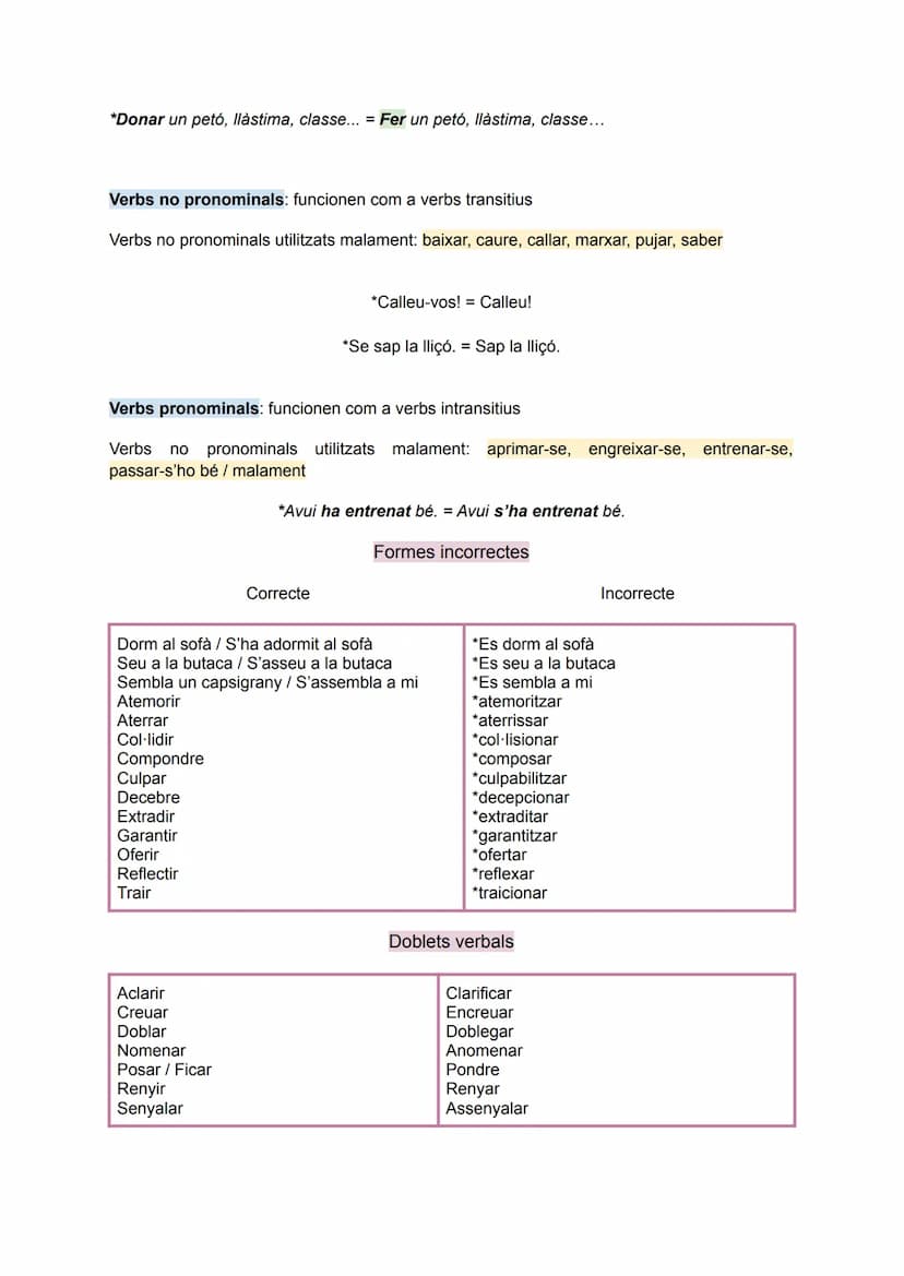 Ús sintàctic d'alguns verbs
Verbs transitius són els que porten un CD el qual expressa sobre què o qui recau
directament l'acció del verb.
A