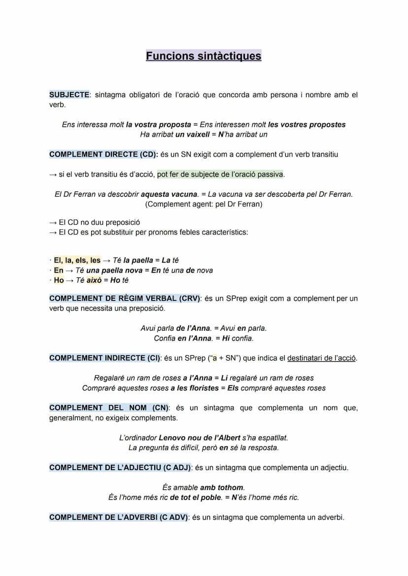 Ús sintàctic d'alguns verbs
Verbs transitius són els que porten un CD el qual expressa sobre què o qui recau
directament l'acció del verb.
A