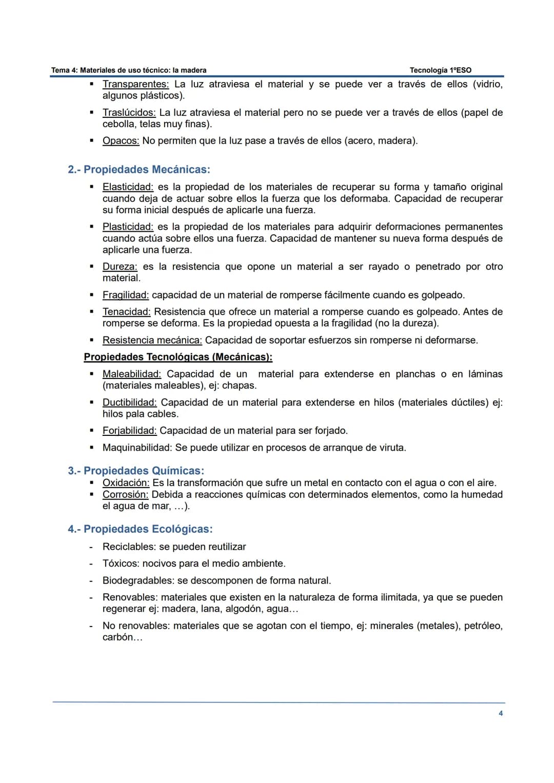 Tema 4: Materiales de uso técnico: la madera
MATERIALES DE USO TÉCNICO
INTRODUCCIÓN A LOS MATERIALES.
Gran parte de los cable eléctricos se 