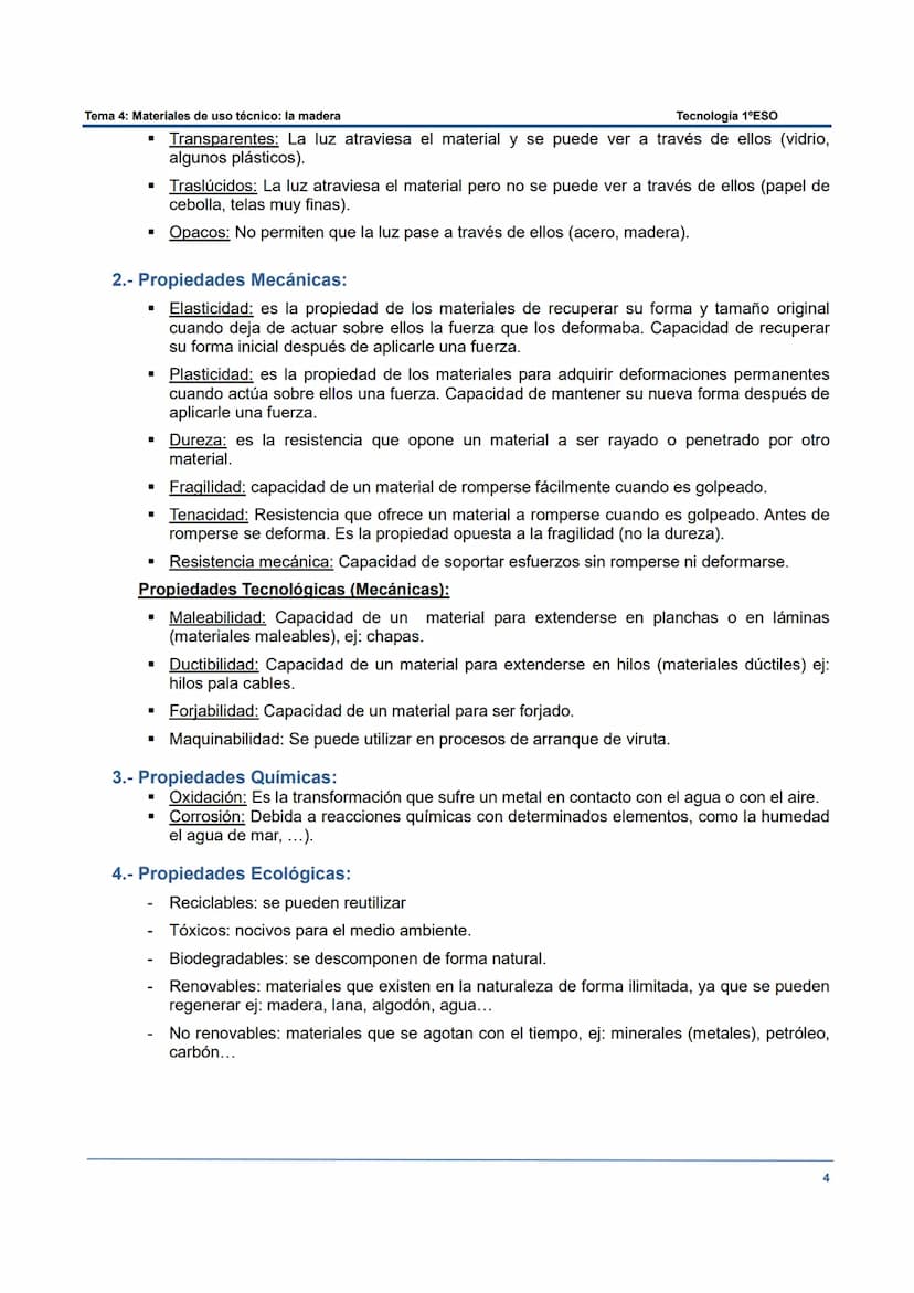 Tema 4: Materiales de uso técnico: la madera
MATERIALES DE USO TÉCNICO
INTRODUCCIÓN A LOS MATERIALES.
Gran parte de los cable eléctricos se 