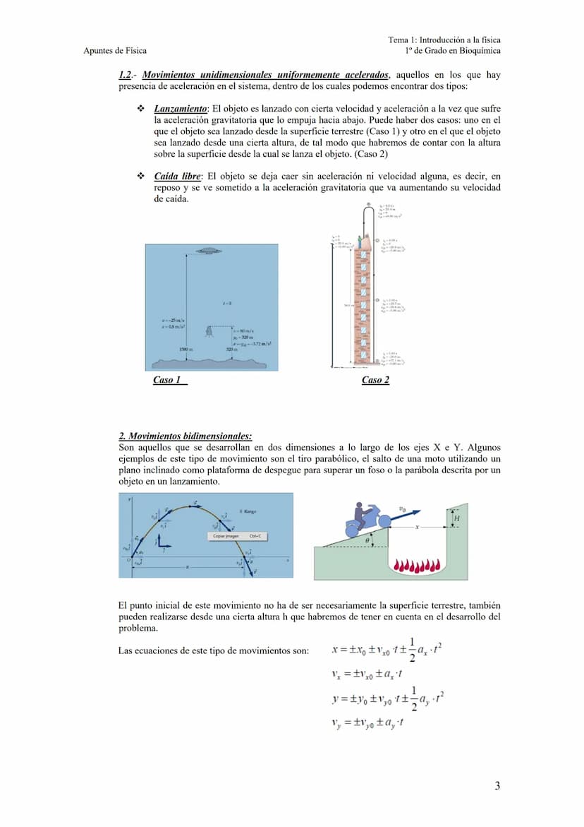 Apuntes de Física
Capítulo 2: repaso de cinemática.
1. Definiciones y conceptos básicos.
2. Leyes de cinemática.
Movimiento unidimensional.
