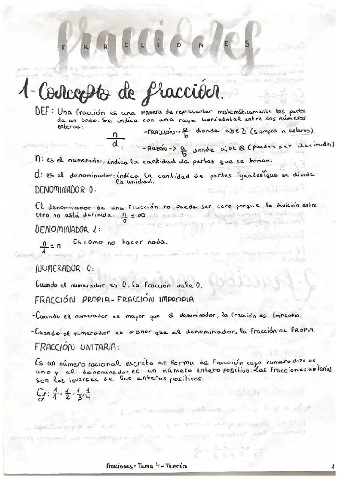 Ejercicios y Teoría de Fracciones ESO y Primaria PDF con Soluciones