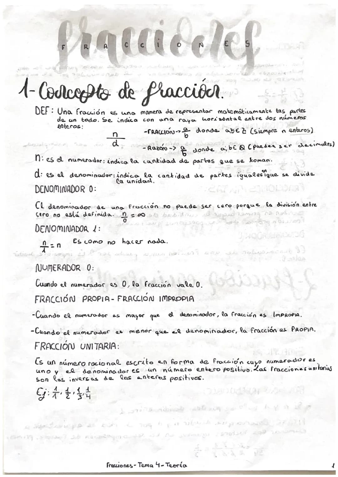 fraccidetes
F
R
1-0
- Concepto de fracciócr.
DEF: Una fracción es una manera de representar matemáticamente las partes
de un todo. Se indica
