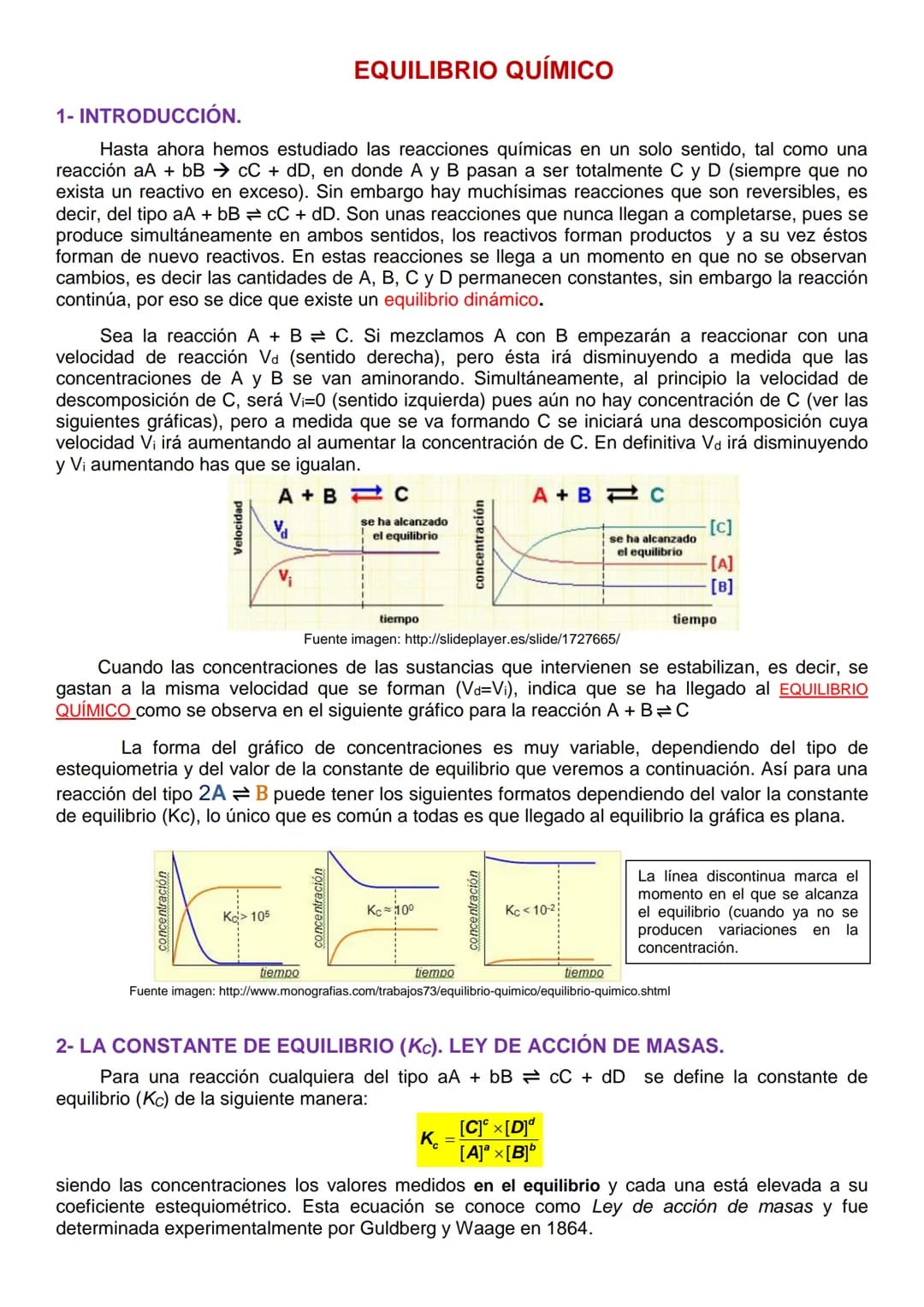 1-INTRODUCCIÓN.
Hasta ahora hemos estudiado las reacciones químicas en un solo sentido, tal como una
reacción aA + bB cC + dD, en donde A B 