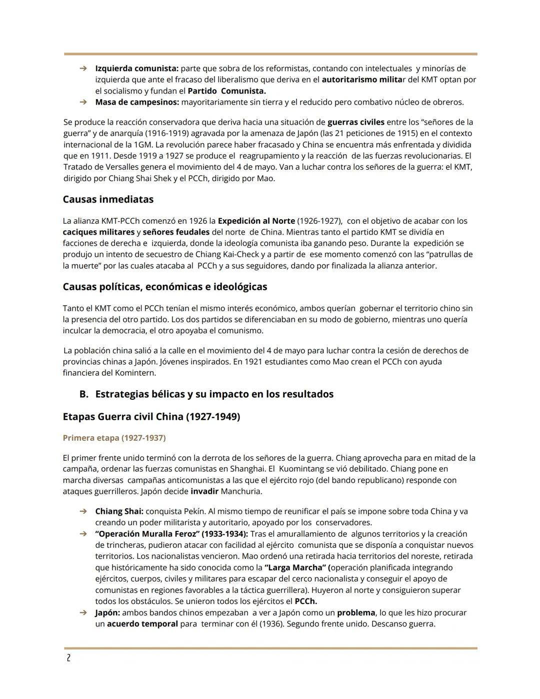 Manuela Domercq Ramos
GUERRA CIVIL CHINA
UNIDAD 2: Causas y consecuencias de las guerras s.XX
A. Causas y naturaleza de las guerras
Se trata