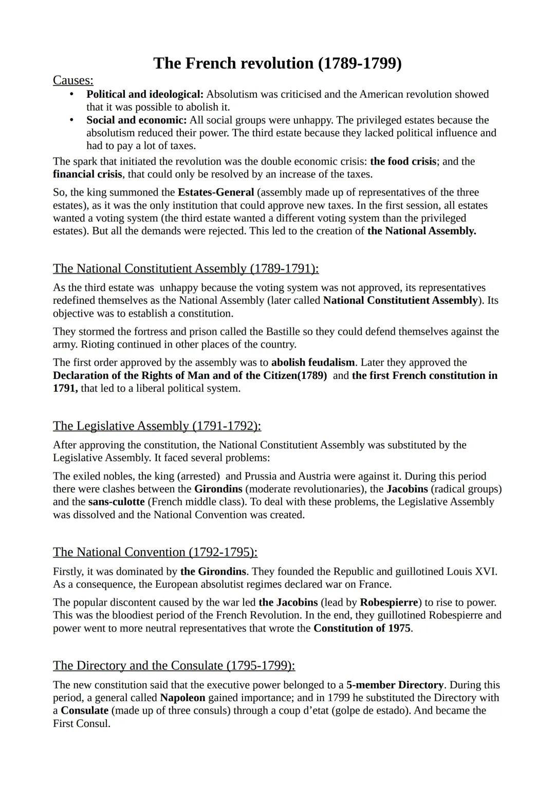 Colegio El Cantizal
Geografía e Historia
Unit 2: The revolutions in the 18th and 19th
centuries
The revolutions began at the end of the 18th