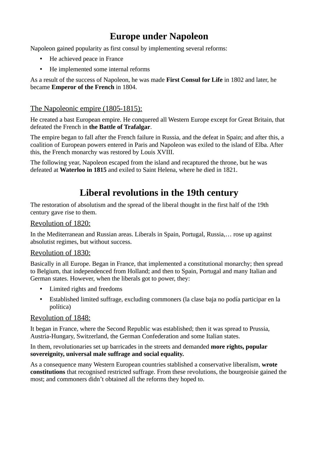 Colegio El Cantizal
Geografía e Historia
Unit 2: The revolutions in the 18th and 19th
centuries
The revolutions began at the end of the 18th