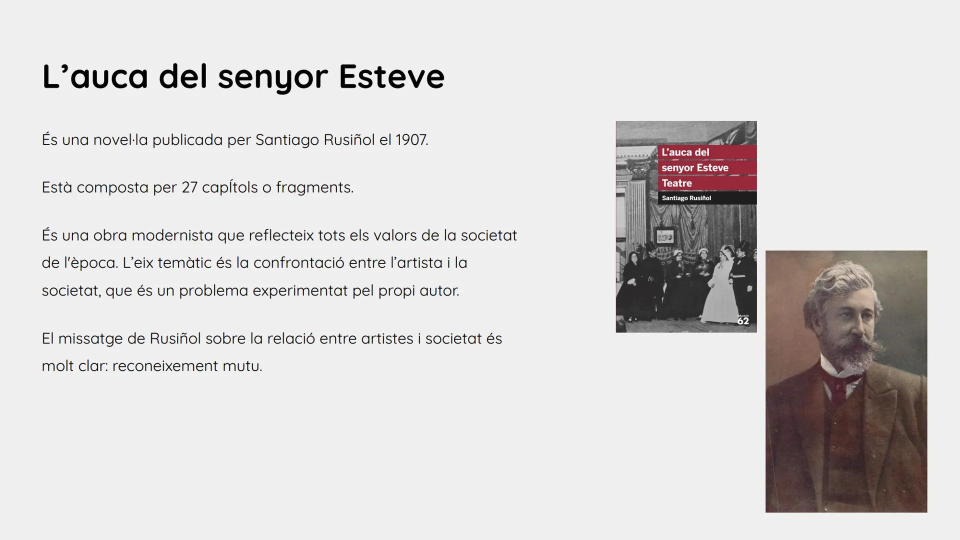 # MODERNISME # ÍNDEX

1. Què és?
2. Característiques del moviment
3. Autors principals
4. Obres principals
5. L'auca del senyor Esteve
6. In