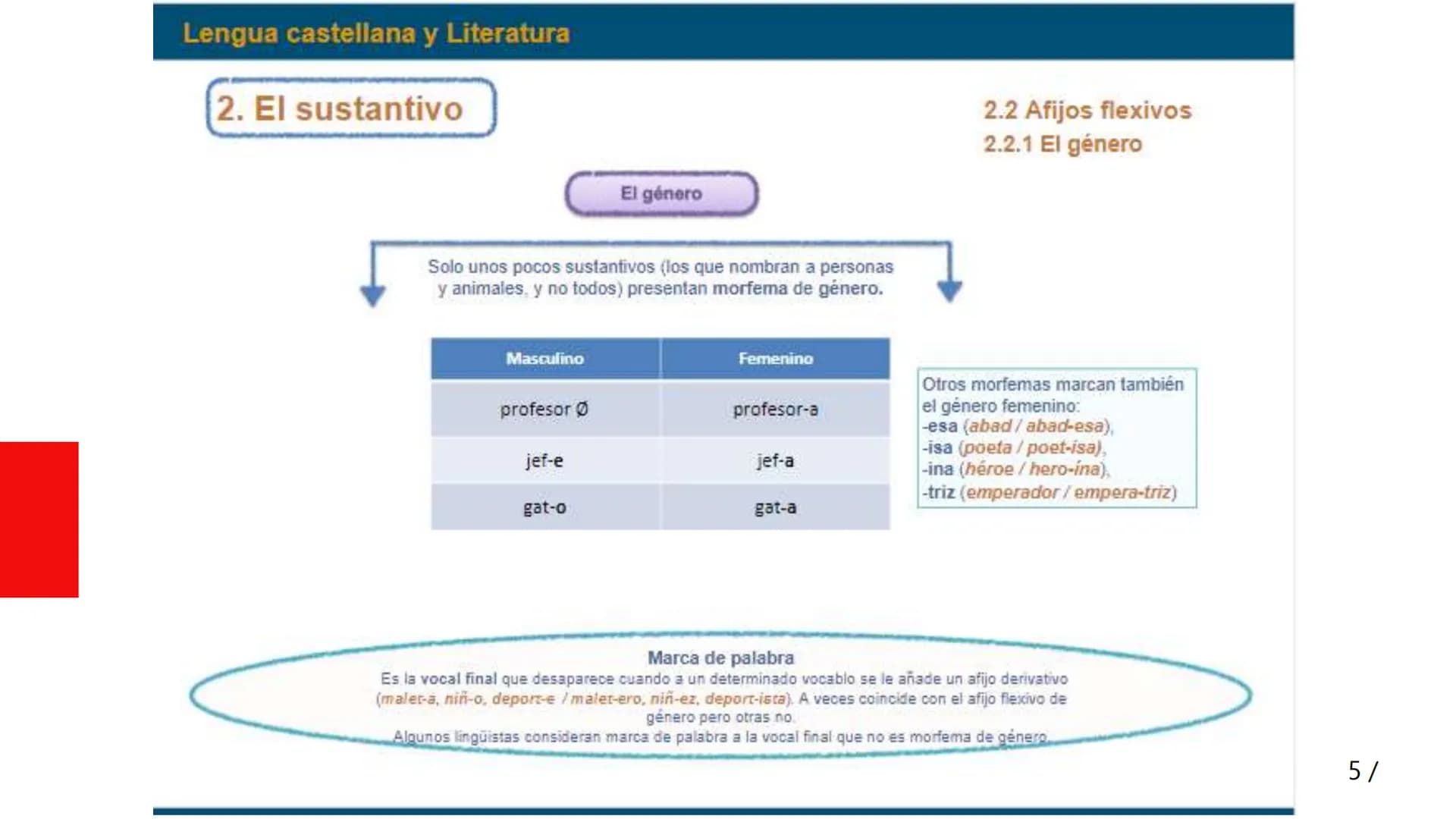 Lengua castellana y Literatura
Unidad 1
El sustantivo y el adjetivo
Reflexión sobre la lengua
1. Las clases de palabras
2. El sustantivo
3. 