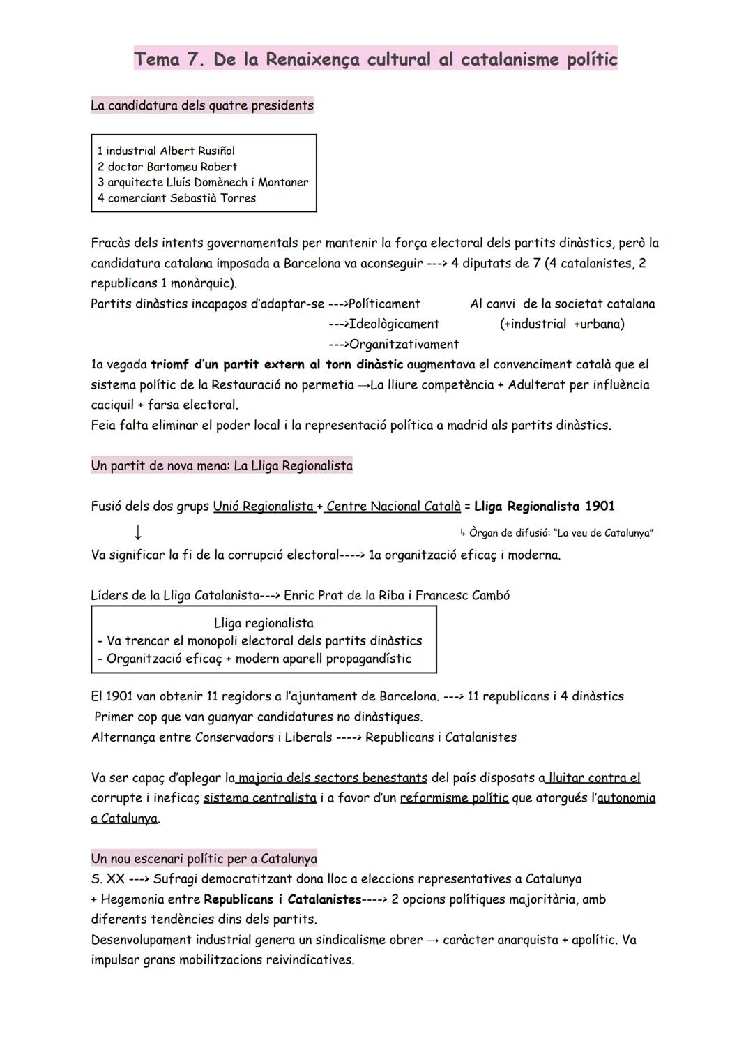 # Tema 7. De la Renaixença cultural al catalanisme polític

1 El redreçament cultural: la Renaixença

1.1. La persistència de la identitat c