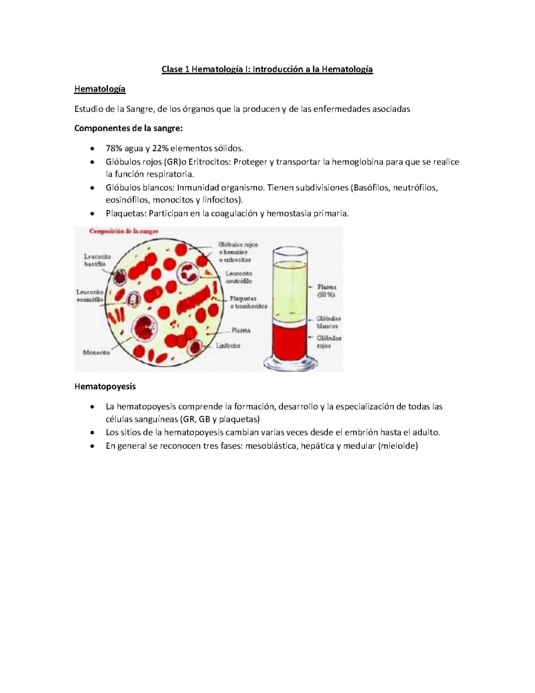Introducción a la Hematología