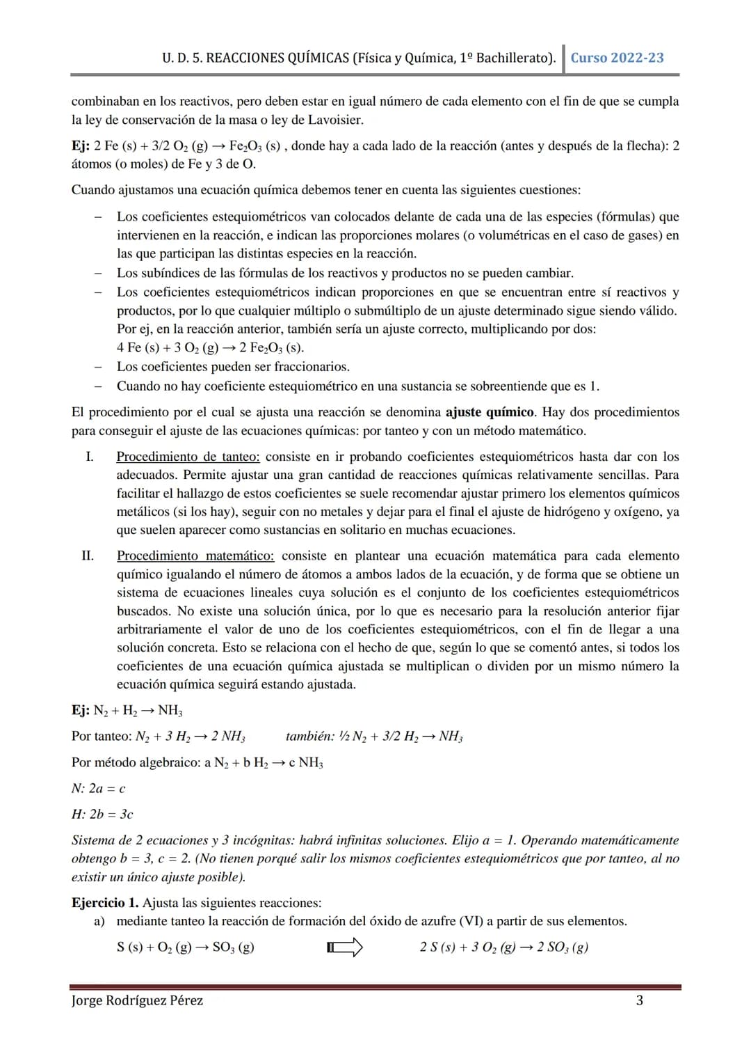 U. D. 5. REACCIONES QUÍMICAS (Física y Química, 1º Bachillerato). Curso 2022-23
TEMA 5: REACCIONES QUÍMICAS
1. CONCEPTO DE REACCIÓN QUÍMICA.