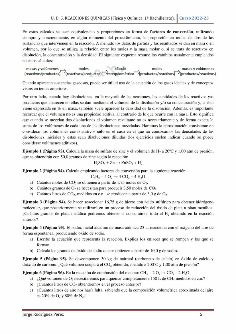 U. D. 5. REACCIONES QUÍMICAS (Física y Química, 1º Bachillerato). Curso 2022-23
TEMA 5: REACCIONES QUÍMICAS
1. CONCEPTO DE REACCIÓN QUÍMICA.