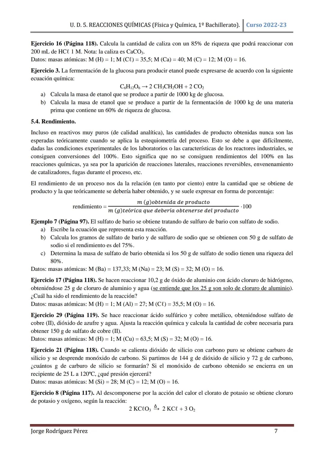 U. D. 5. REACCIONES QUÍMICAS (Física y Química, 1º Bachillerato). Curso 2022-23
TEMA 5: REACCIONES QUÍMICAS
1. CONCEPTO DE REACCIÓN QUÍMICA.