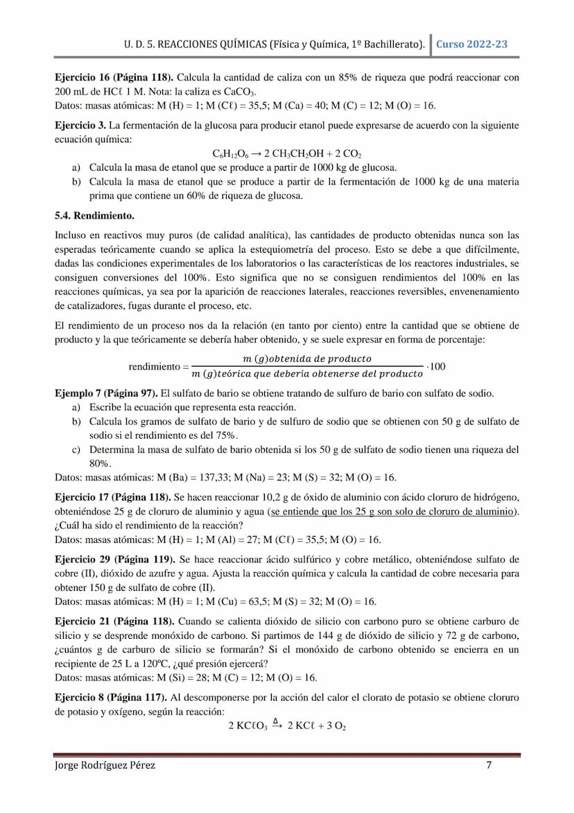 U. D. 5. REACCIONES QUÍMICAS (Física y Química, 1º Bachillerato). Curso 2022-23
TEMA 5: REACCIONES QUÍMICAS
1. CONCEPTO DE REACCIÓN QUÍMICA.