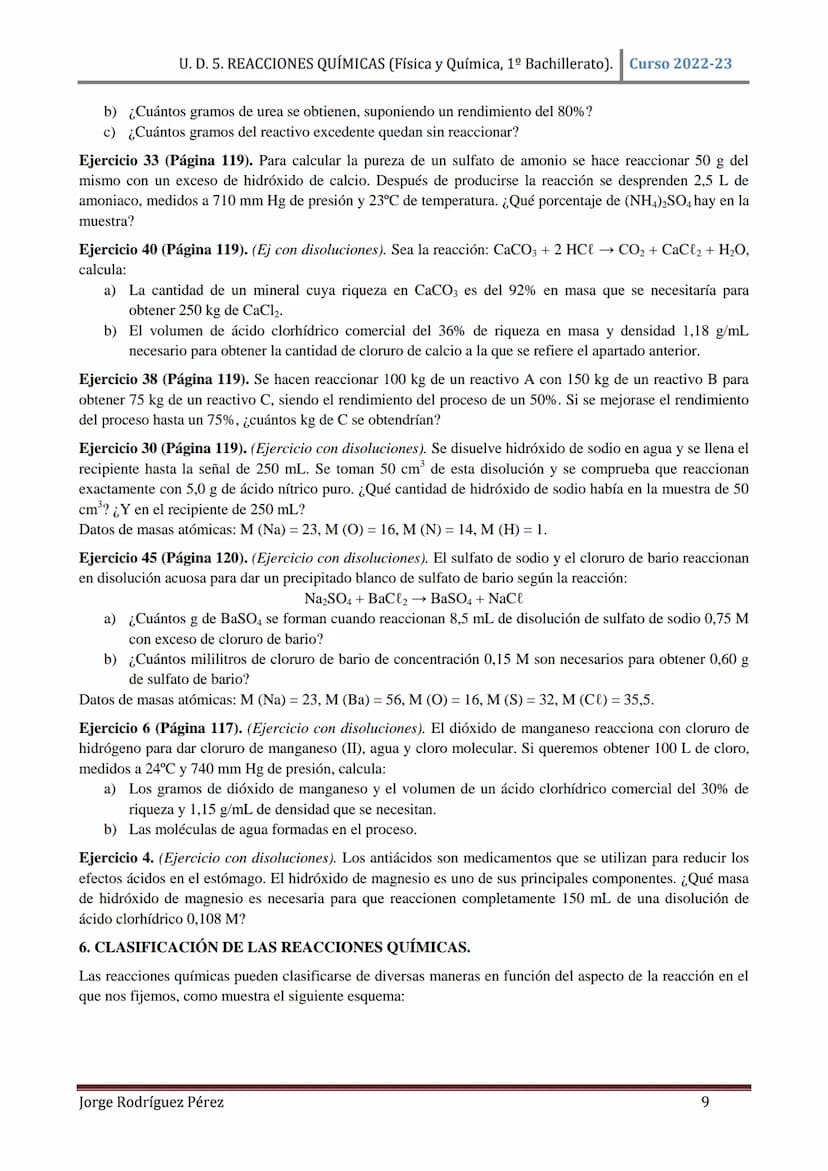 U. D. 5. REACCIONES QUÍMICAS (Física y Química, 1º Bachillerato). Curso 2022-23
TEMA 5: REACCIONES QUÍMICAS
1. CONCEPTO DE REACCIÓN QUÍMICA.