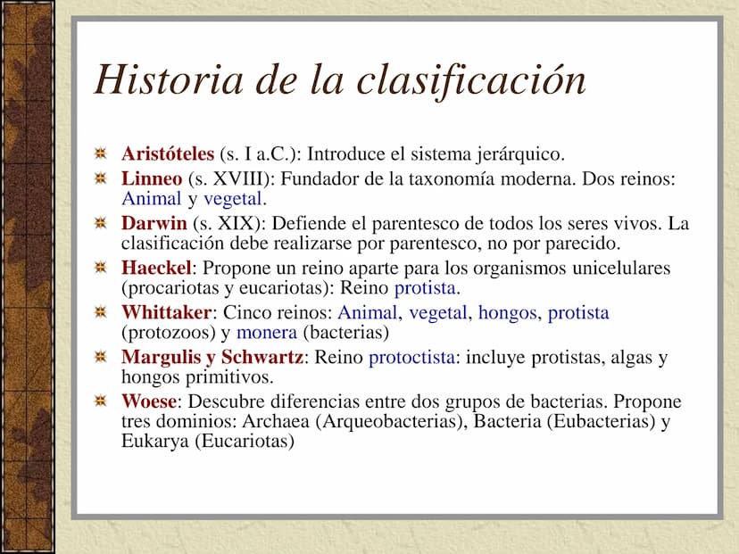 TEMA 3:
LA CLASIFICACIÓN DE
LOS SERES VIVOS (I). La taxonomía
Ciencia que se ocupa de la clasificación de los seres vivos que
presentan seme