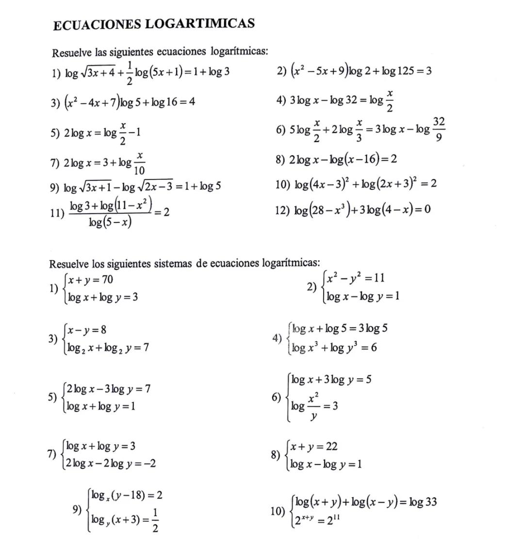 Ecuaciones Logarítmicas Resueltas - Material de Estudio 