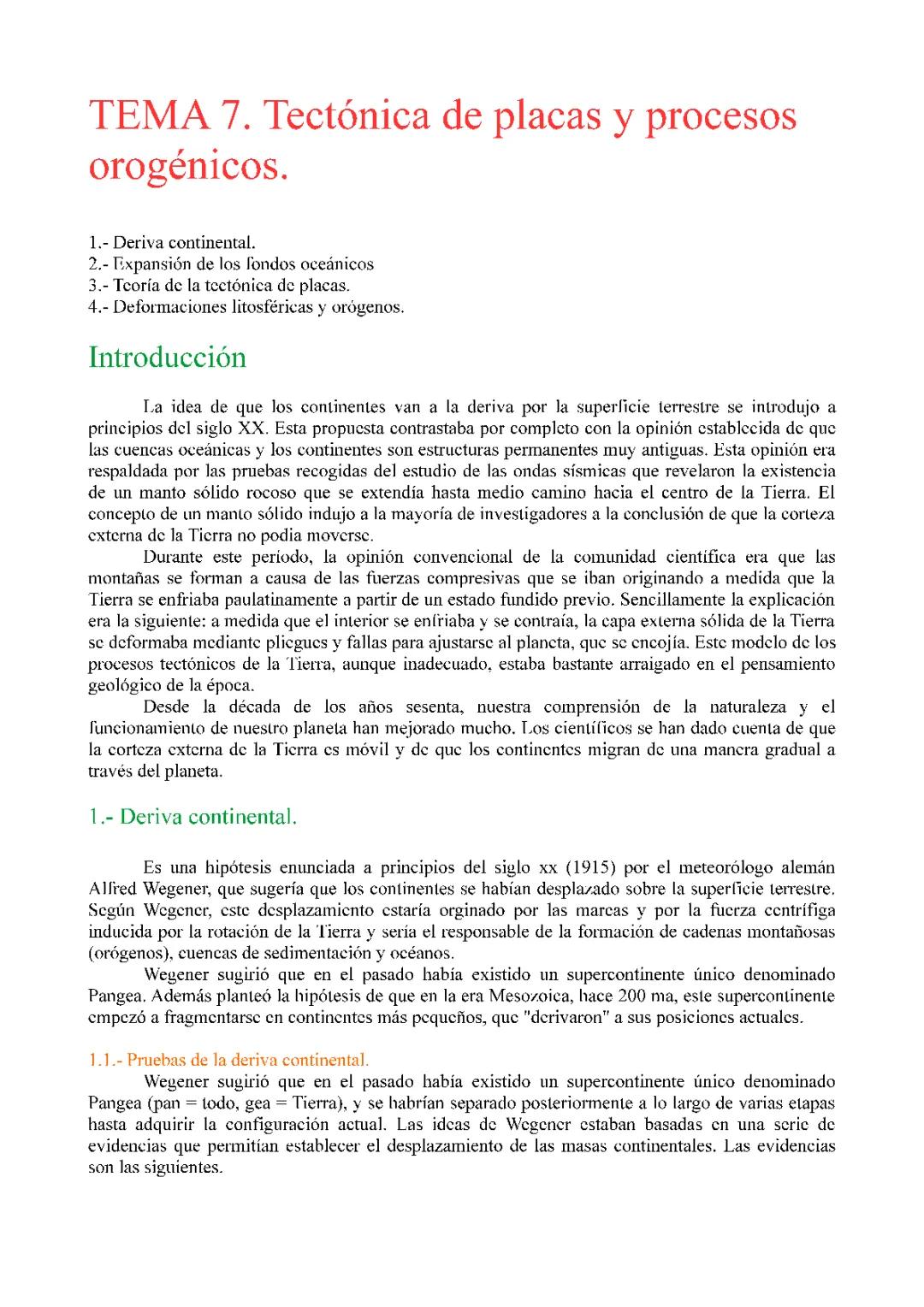 Tema 7. Tectónica de placas y procesos orogénicos.