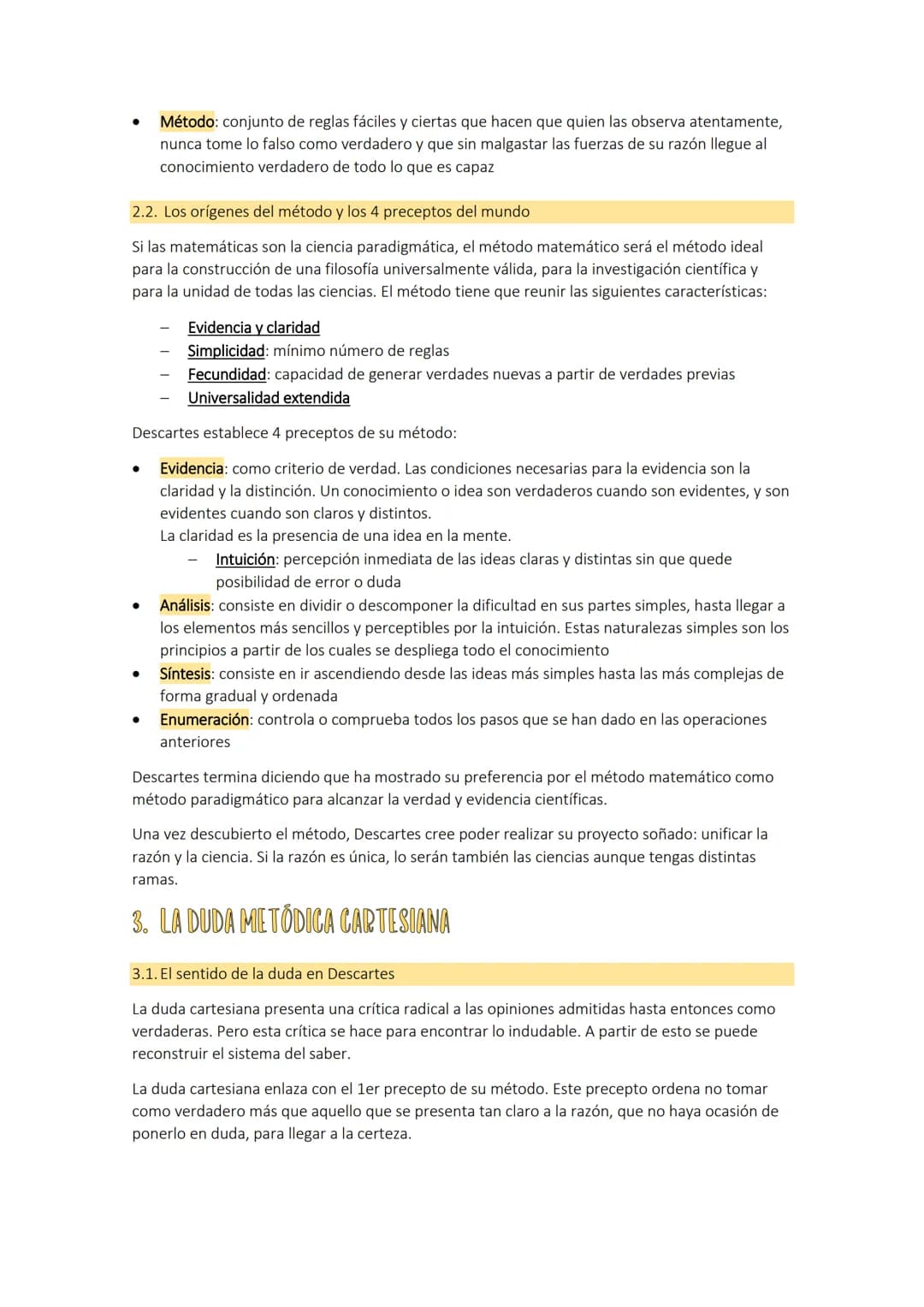 TEMA 6º LA FILOSOFÍA
1. PROYECTO CARTESIANO
LA FILOSOFÍA DE DESCARTES
El punto de partida de Descartes es su actitud crítica frente al saber