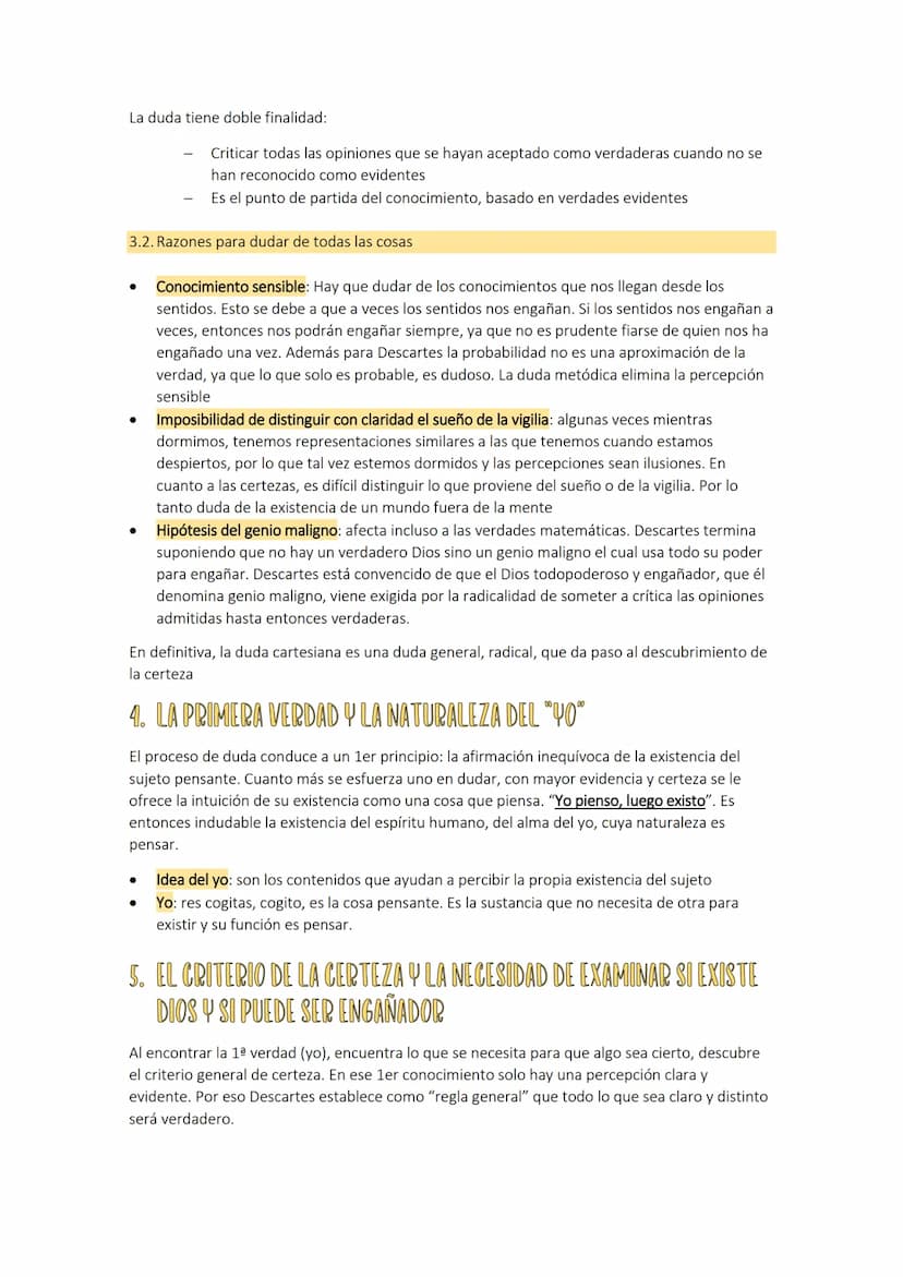 TEMA 6º LA FILOSOFÍA
1. PROYECTO CARTESIANO
LA FILOSOFÍA DE DESCARTES
El punto de partida de Descartes es su actitud crítica frente al saber