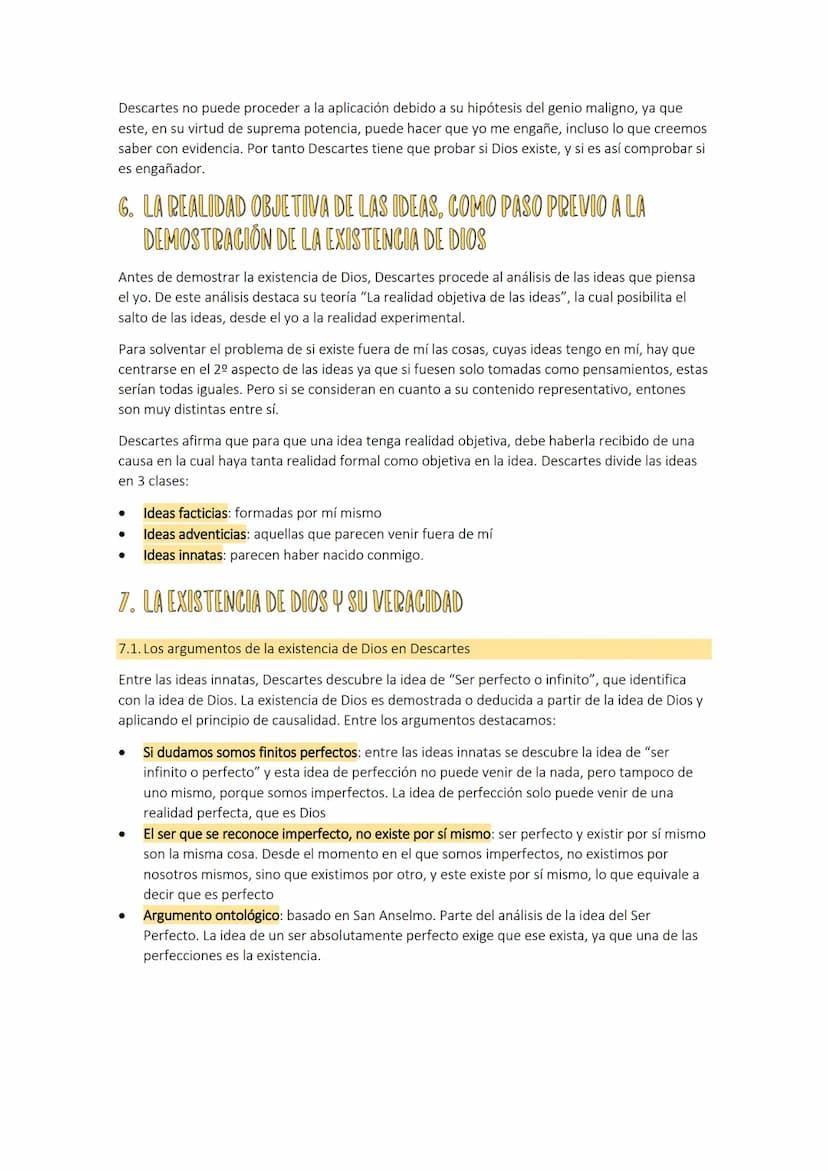 TEMA 6º LA FILOSOFÍA
1. PROYECTO CARTESIANO
LA FILOSOFÍA DE DESCARTES
El punto de partida de Descartes es su actitud crítica frente al saber