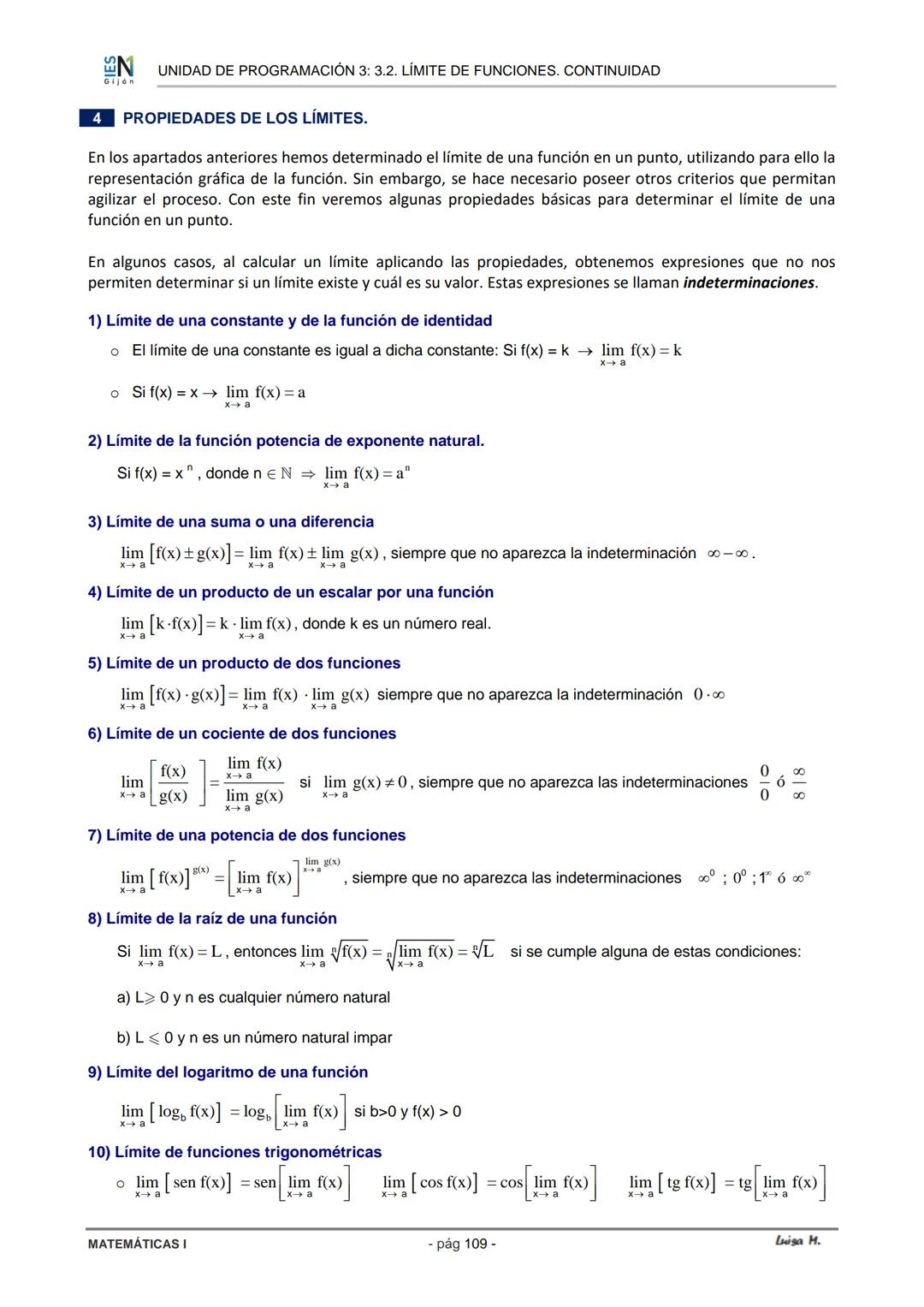 # 3.2 Límite de funciones.
Continuidad

Karl Weierstrass (1815-1897)
Padre del análisis matemático

Una de las ramas de las matemáticas es e