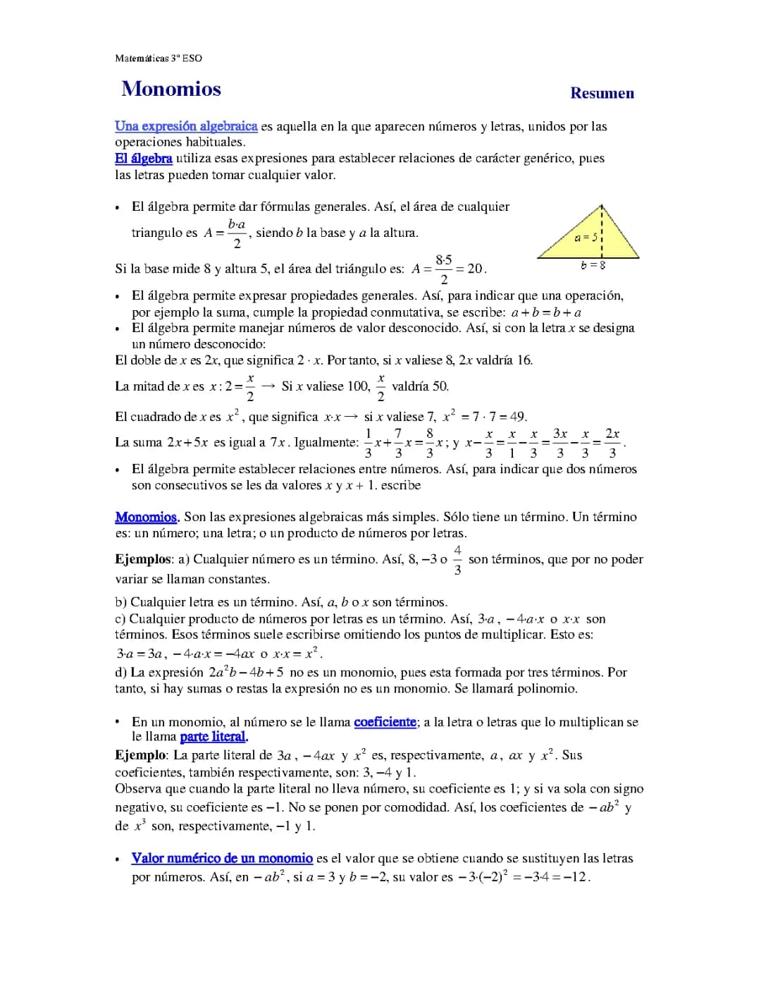 Monomios 