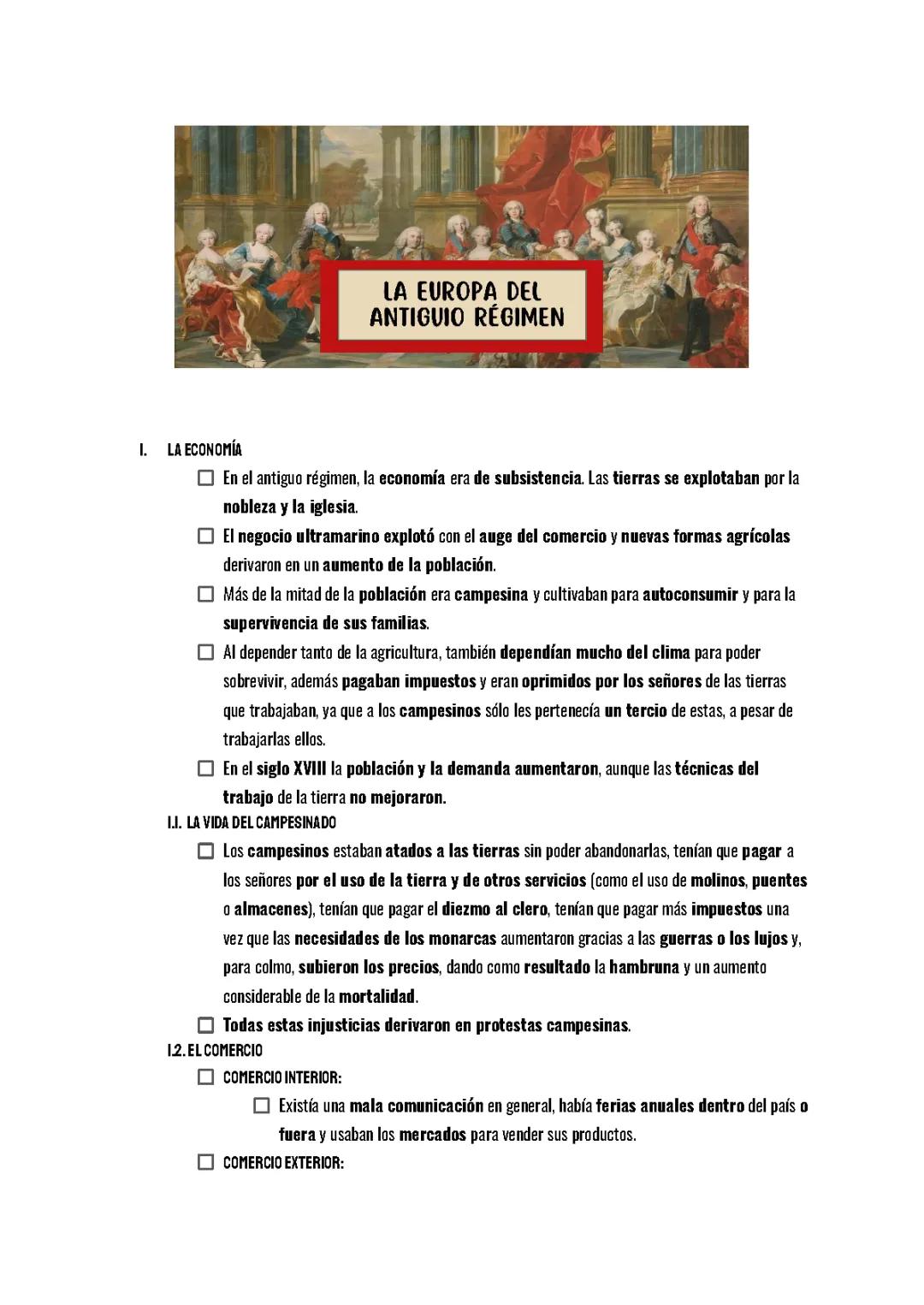 La Europa del Antiguo Régimen, Historia del Mundo Contemporáneo
