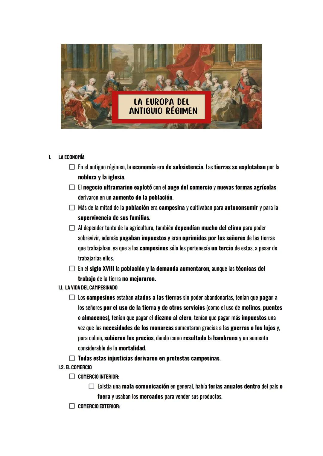 I.
LA ECONOMÍA
En el antiguo régimen, la economía era de subsistencia. Las tierras se explotaban por la
nobleza y la iglesia.
El negocio ult