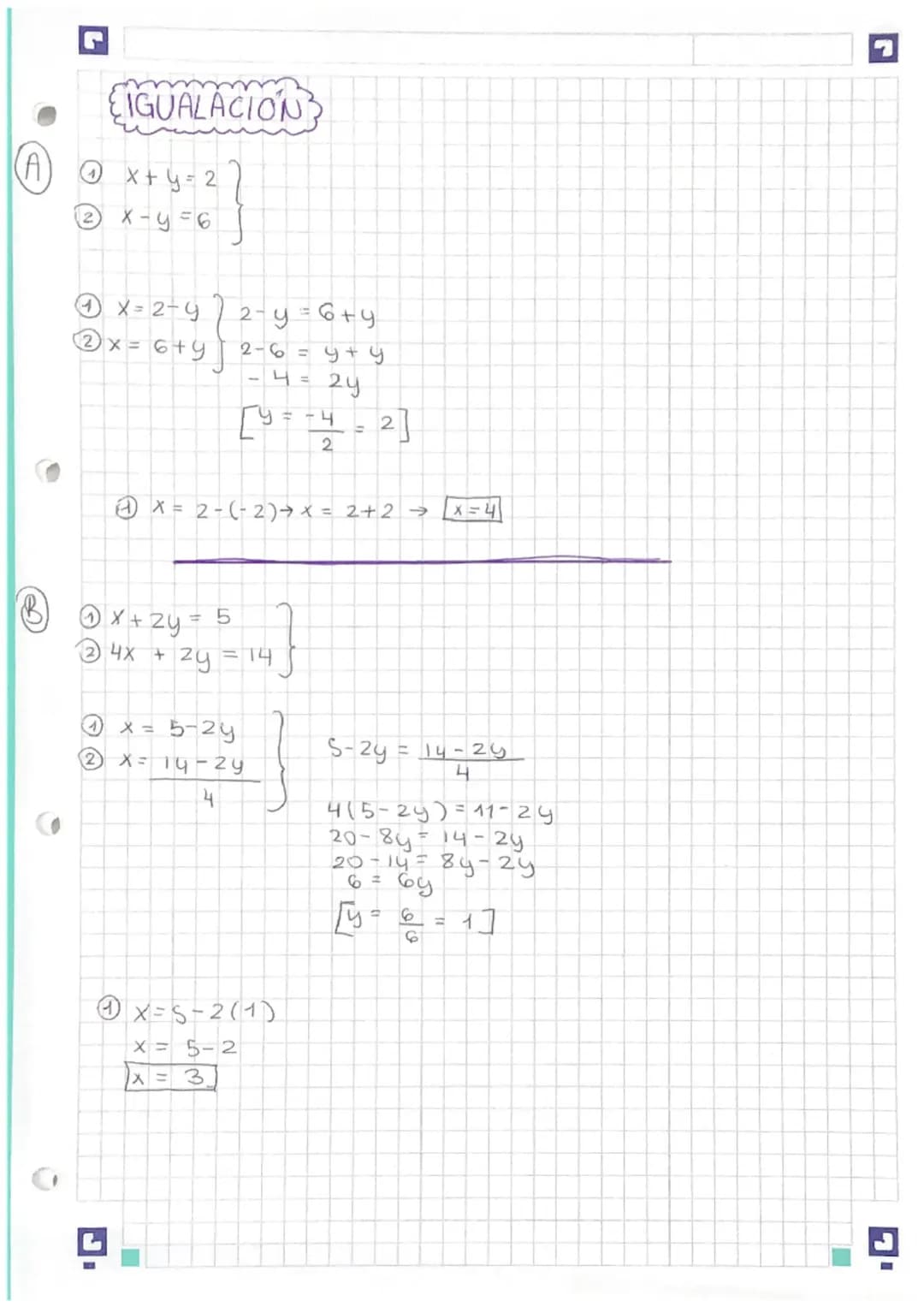 SUSTITUCIÓN
4x + 3y = 1 rea
3x - 2y = 5-
ecuación 1
Frecuación 2
Elegimos una de las dos incognitas (y) en una de las
ecuaciones (primera)
i