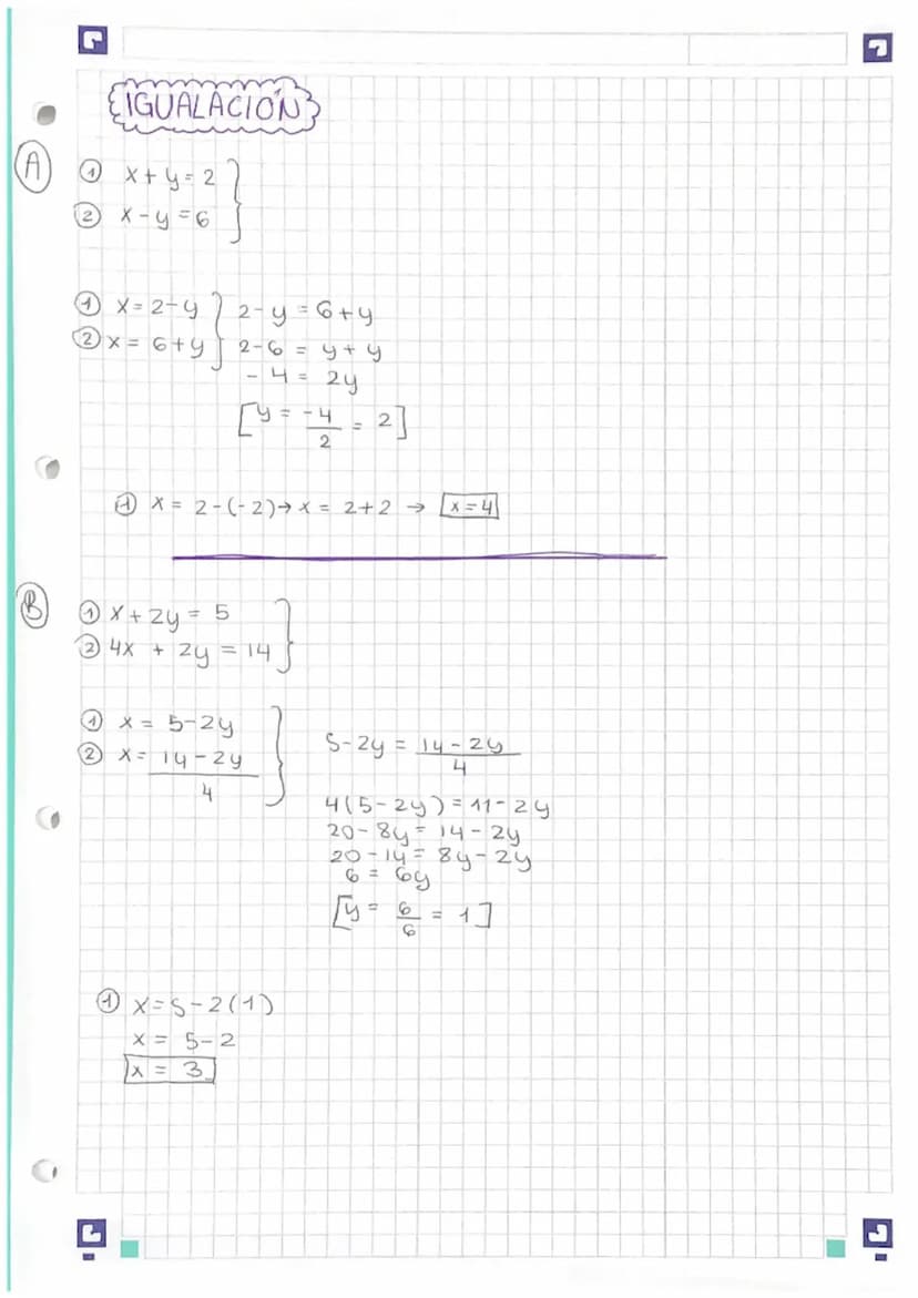 SUSTITUCIÓN
4x + 3y = 1 rea
3x - 2y = 5-
ecuación 1
Frecuación 2
Elegimos una de las dos incognitas (y) en una de las
ecuaciones (primera)
i