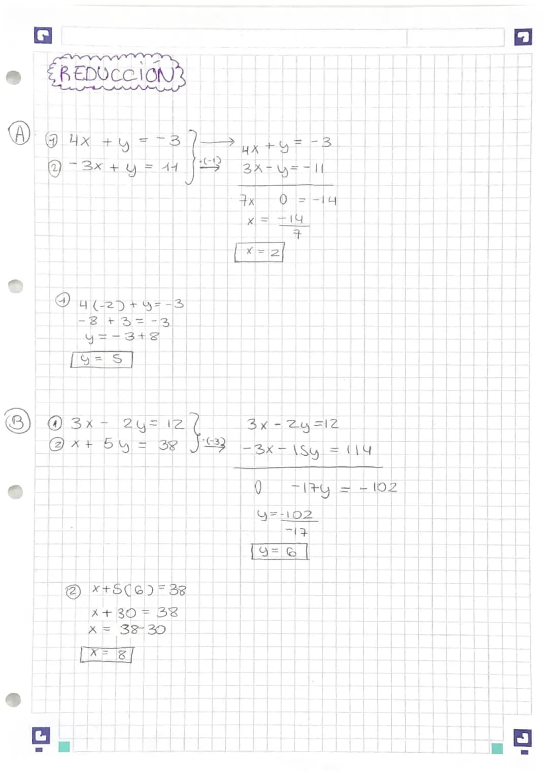 SUSTITUCIÓN
4x + 3y = 1 rea
3x - 2y = 5-
ecuación 1
Frecuación 2
Elegimos una de las dos incognitas (y) en una de las
ecuaciones (primera)
i