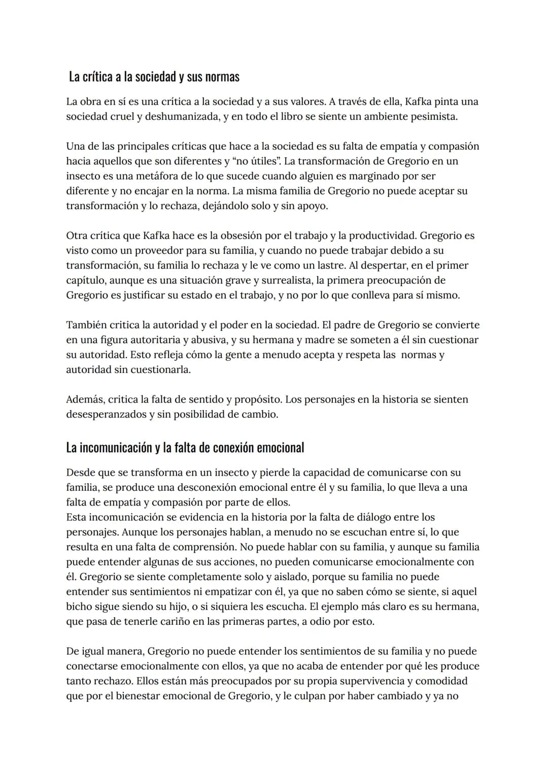 LA METAMORFOSIS DE KAFKA
Personajes:
El libro se compone del protagonista, Gregorio (o Gregor), su familia, y algunos
personajes ocasionales