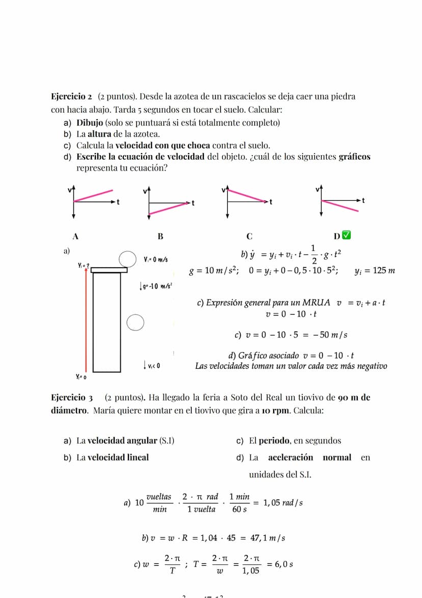 4ºESO FÍSICA Y QUÍMICA - 1ª EVA
y
Cinemática. Corrector
Ejercicio 1 (2 puntos)
Dos pueblos distan entre sí 120 km. Del pueblo A hacia el B, 