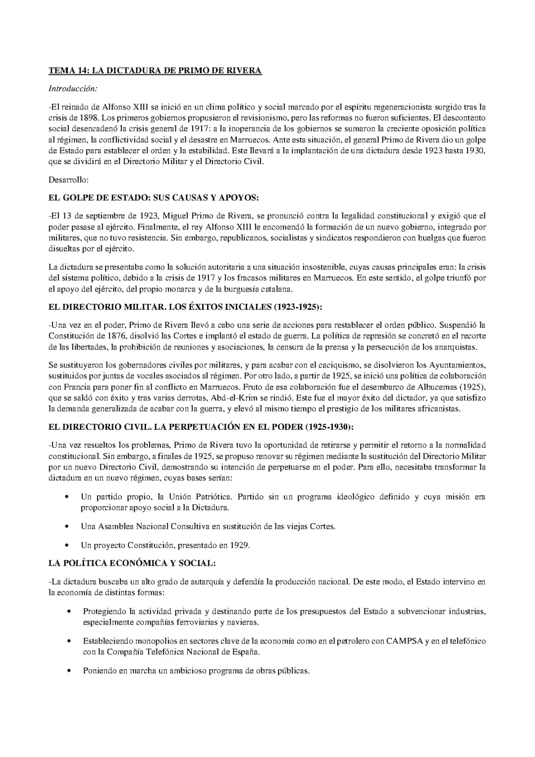 La dictadura de Primo de Rivera: etapas, características y caída