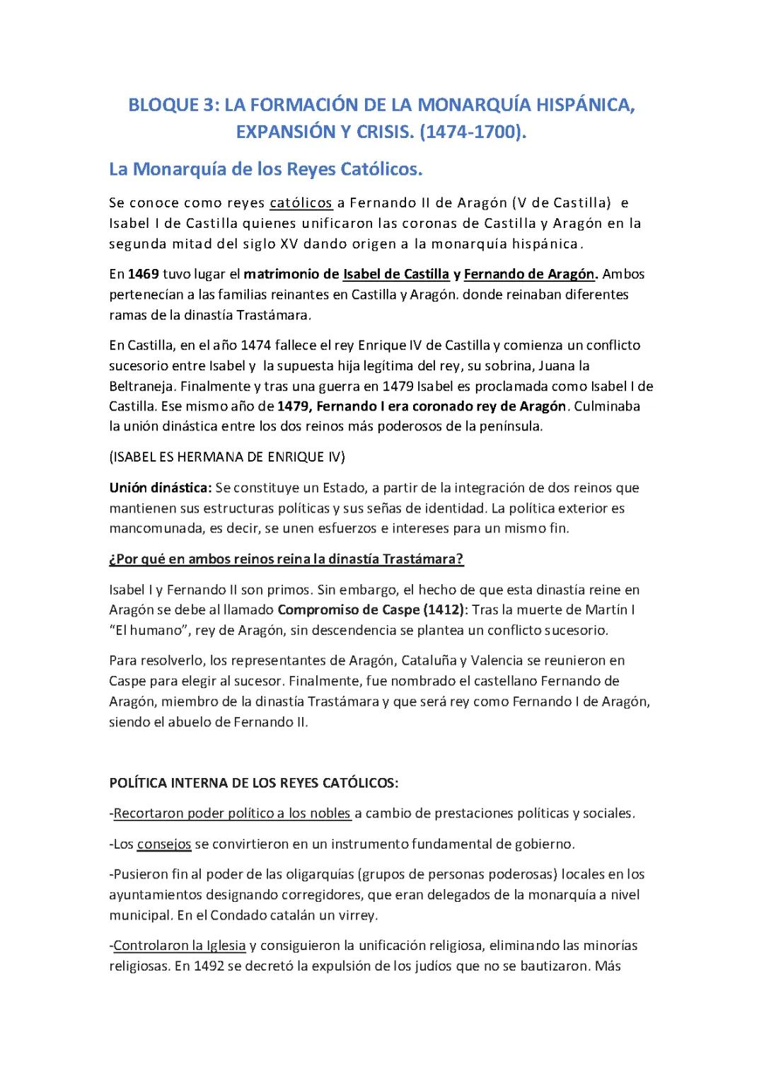 Tema 3- Historia de España- 2º Bachillerato 