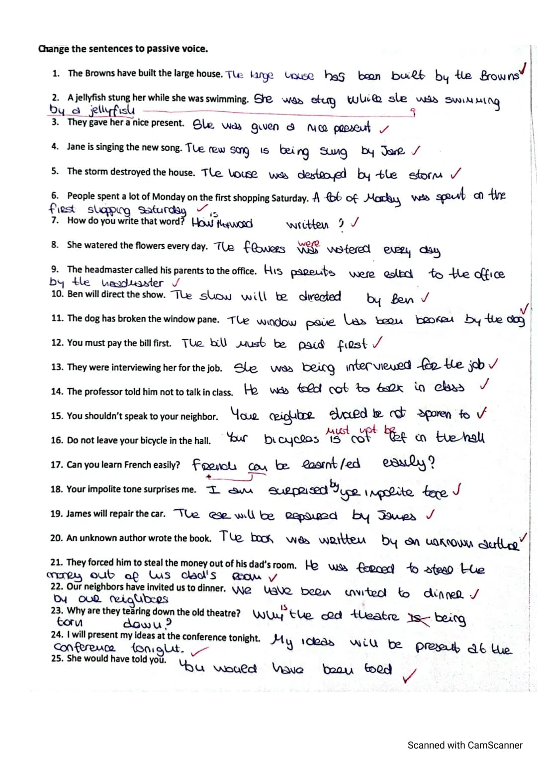 PASSIVE VOICE
Change the sentences to passive voice.
1. Many people begin new projects In January New projects are begun in Jenuney
2. You m