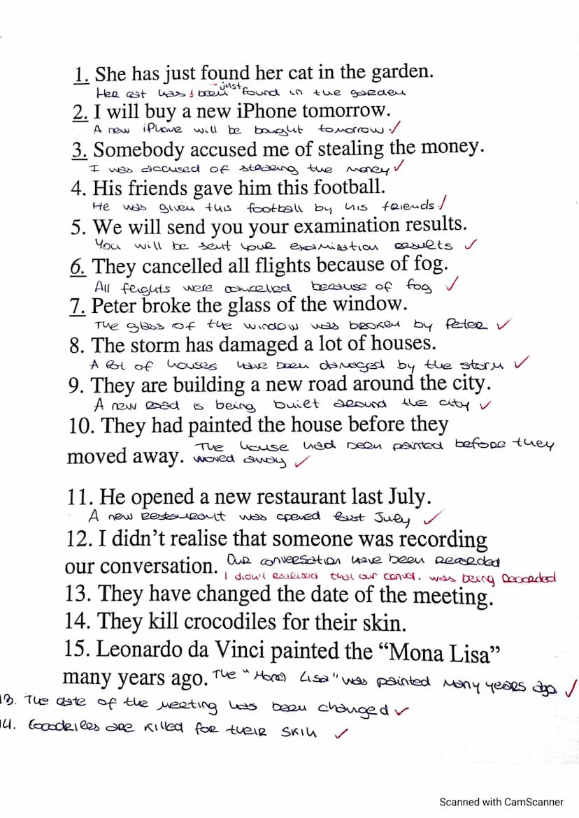 PASSIVE VOICE
Change the sentences to passive voice.
1. Many people begin new projects In January New projects are begun in Jenuney
2. You m