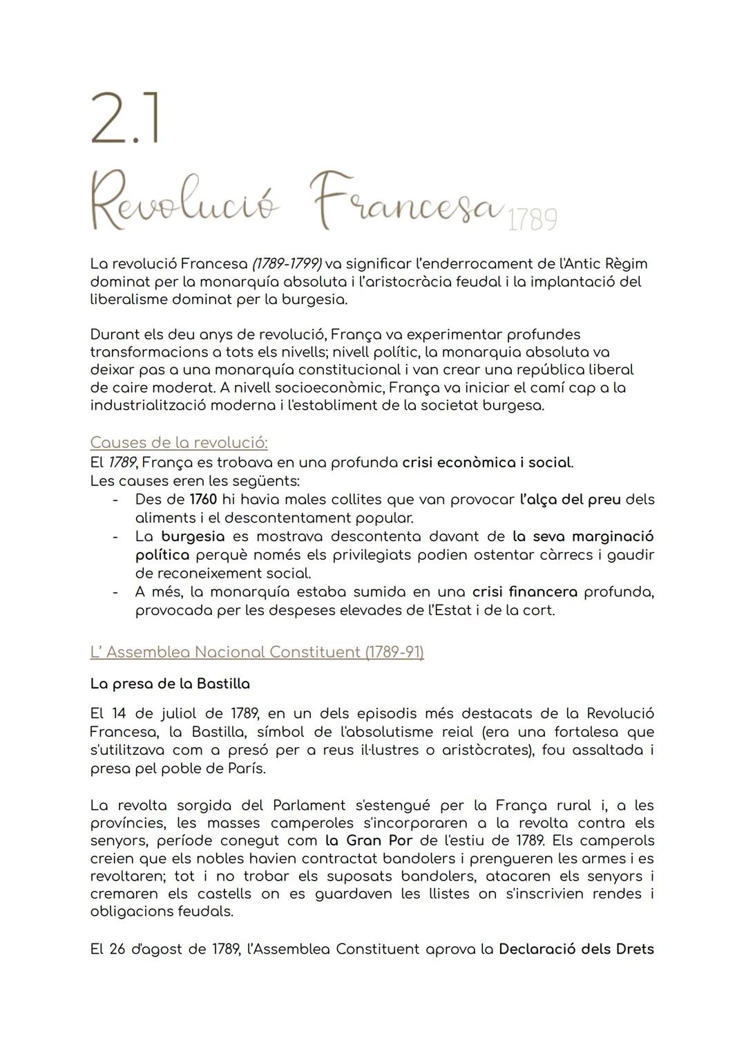 2.1
# Revolució Francesa 1789

La revolució Francesa (1789-1799) va significar l'enderrocament de l'Antic Règim
dominat per la monarquía abs