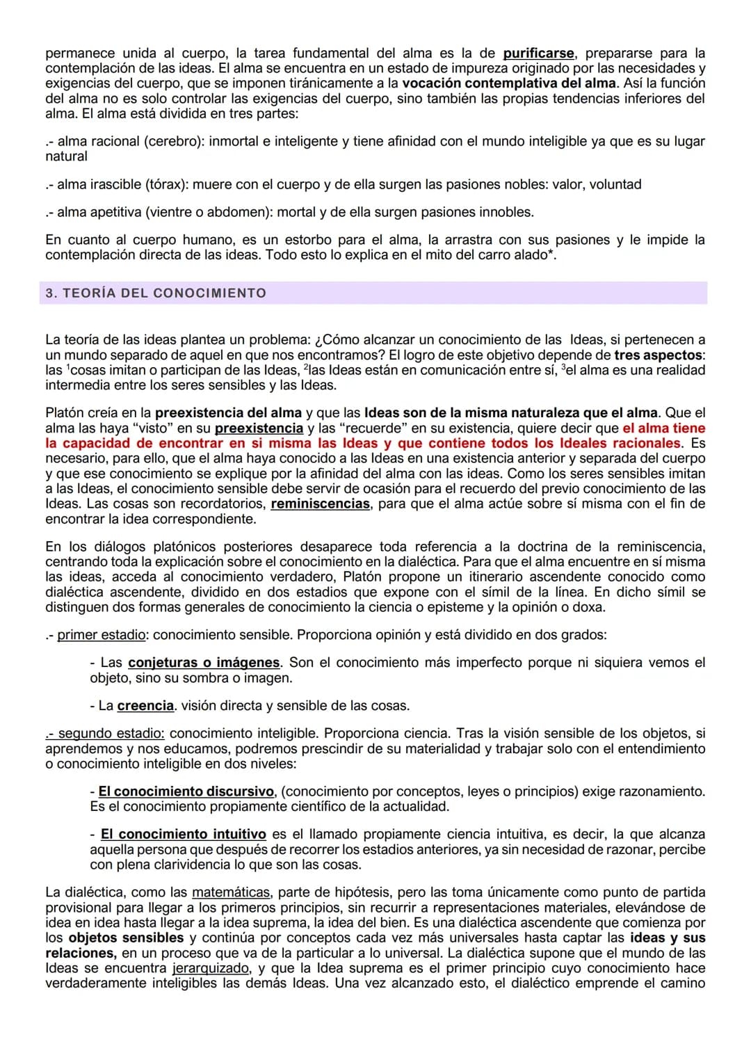 
<h2 id="1teoradelasideas">1. TEORÍA DE LAS IDEAS</h2>
<p>La filosofía platónica se centra en la teoría de las ideas, la cual sostiene que l