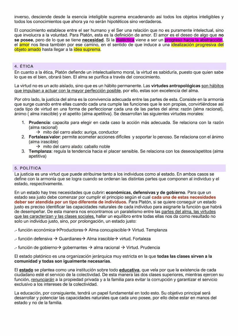 
<h2 id="1teoradelasideas">1. TEORÍA DE LAS IDEAS</h2>
<p>La filosofía platónica se centra en la teoría de las ideas, la cual sostiene que l