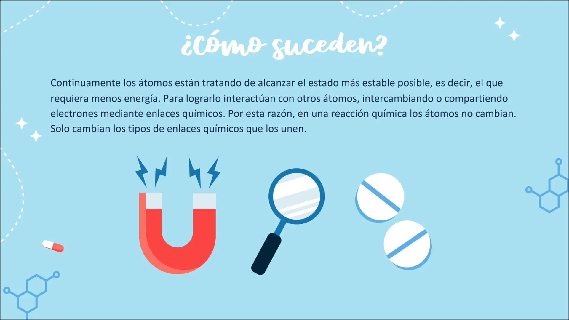 Dana Pérez, 0240
Reacciones
químicas
LAS REACCIONES DE NUESTRO ENTORNO
X Índice:
01
¿QUÉ ES UNA REACCIÓN
QUÍMICA?
03
TIPOS DE REACCIONES
QUÍ