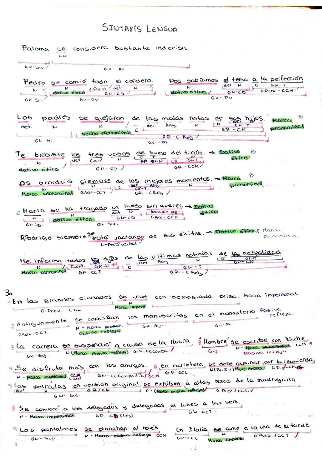 Sintaxis. Análisis de oraciones. 