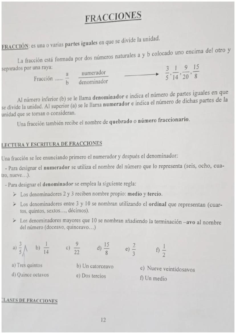 FRACCIÓN: es una o varias partes iguales en que se divide la unidad.
La fracción está formada por dos números naturales a y b colocado uno e