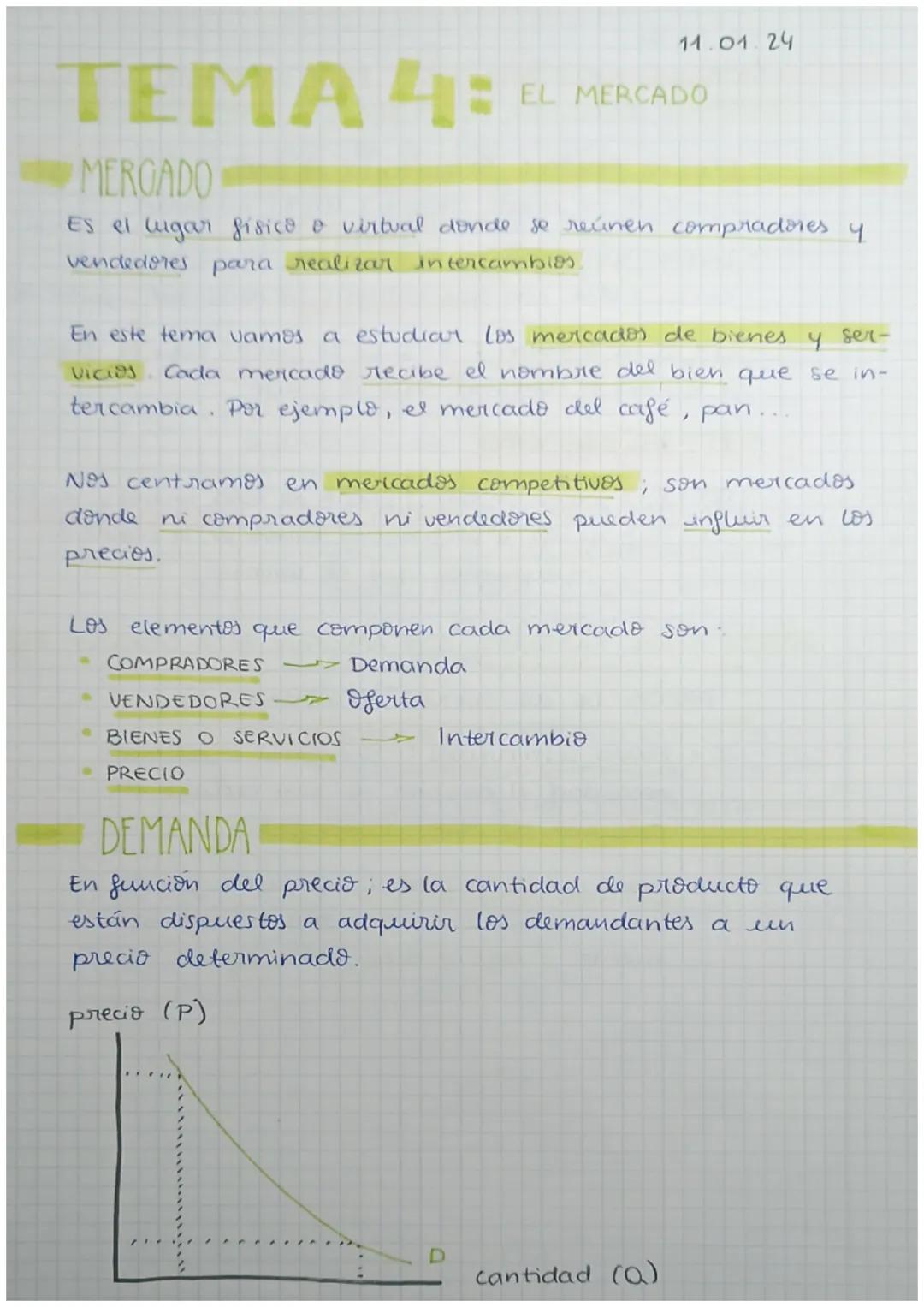 11.01 24

# TEMA 4: EL MERCADO

# MERCADO

Es el lugar fisico o virtual donde se reúnen compradores y
vendedores para realizar intercambios.