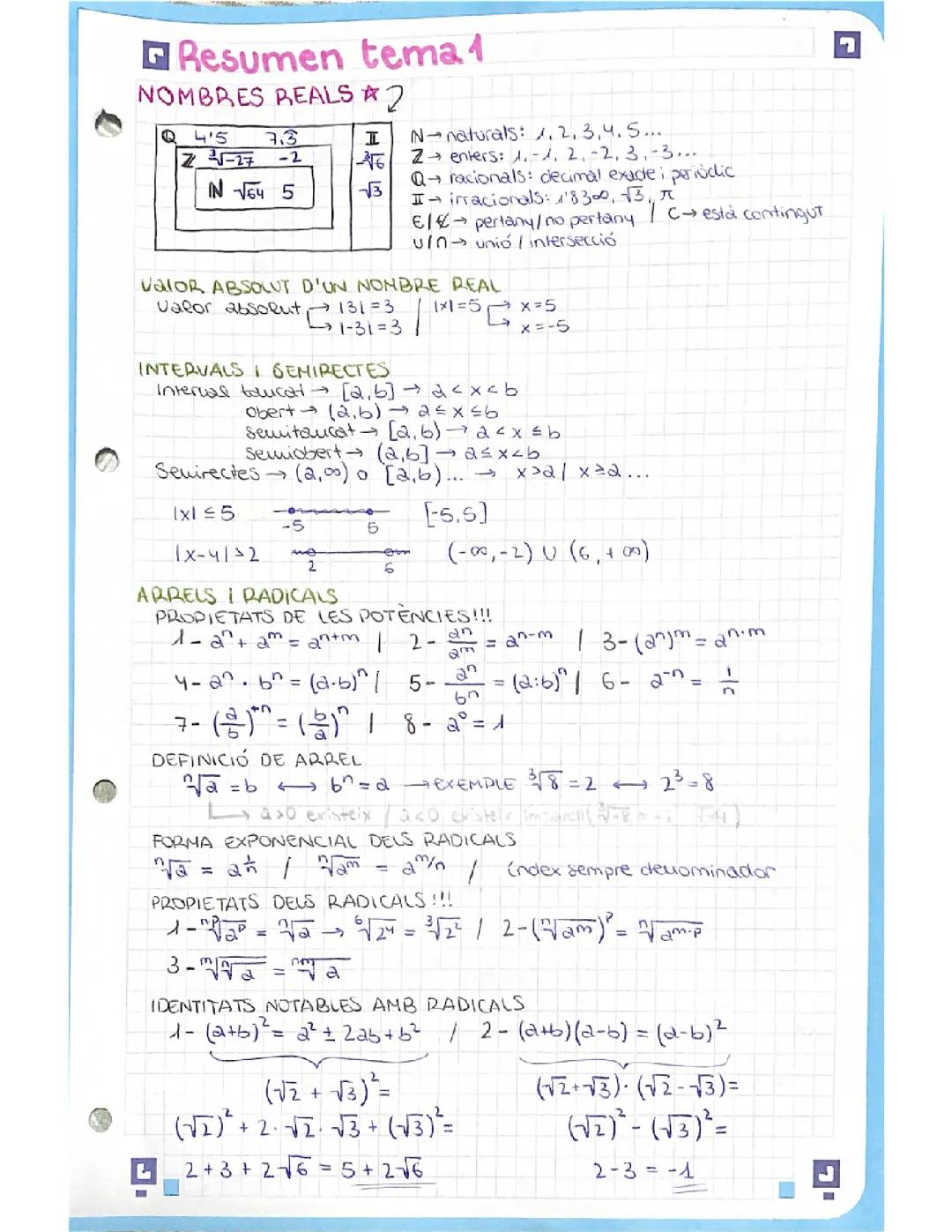 Examen 1 (números reales, intervalos, semirrectas, raíces, radicales, logaritmos y sucesiones)