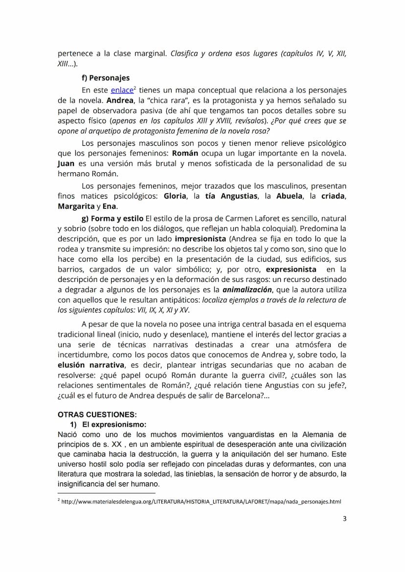 Guía de lectura
NADA, CARMEN LAFORET
1. INTRODUCCIÓN
Nada es una novela de fuerte componente autobiográfico escrita en 1944 y
que obtuvo el 