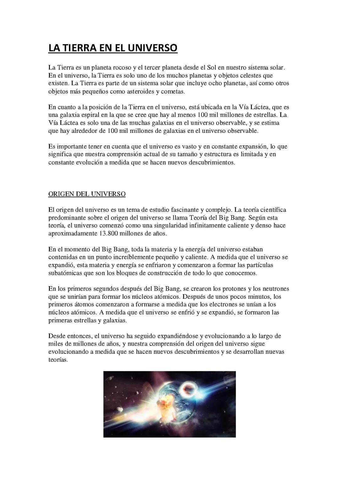 LA TIERRA EN EL UNIVERSO